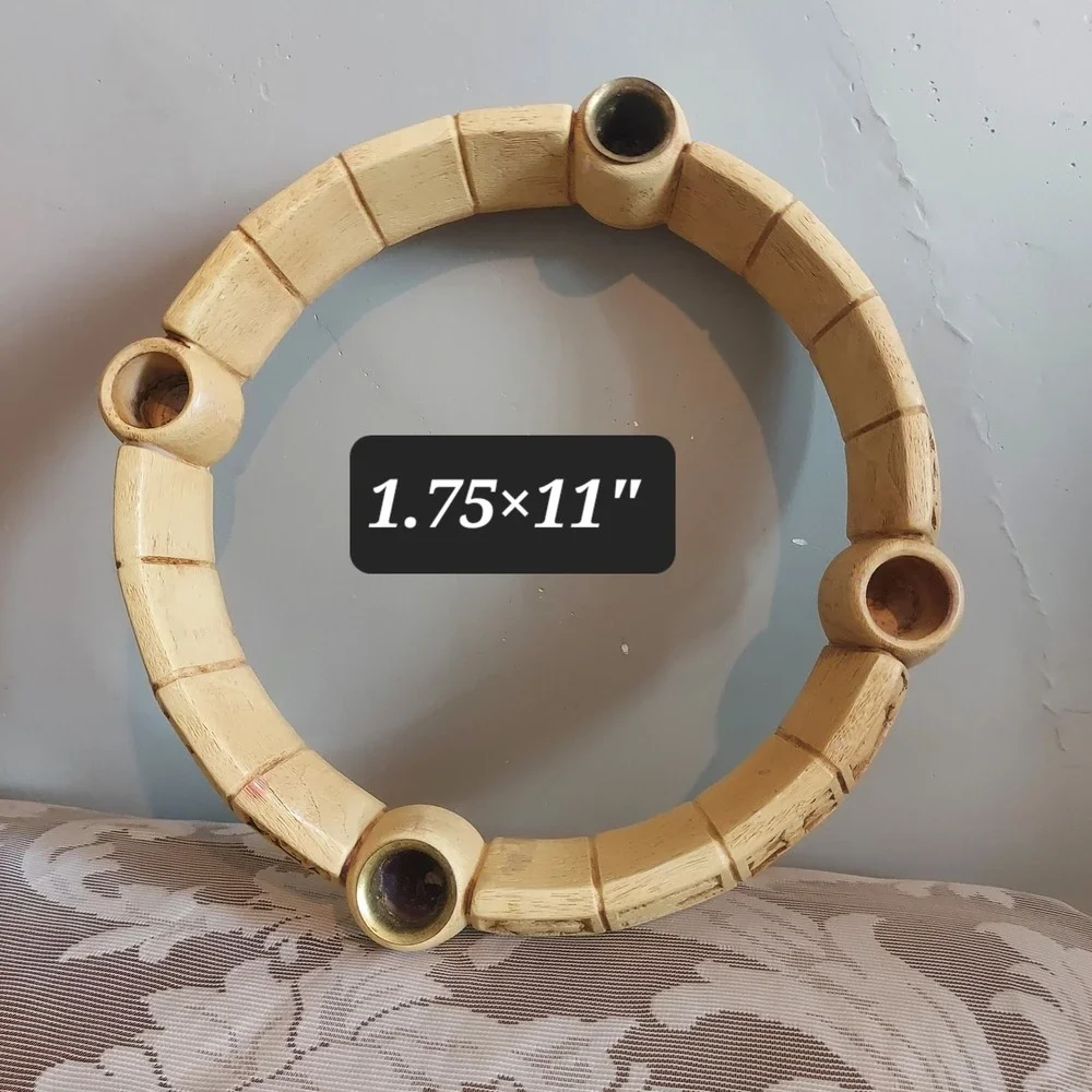 Vintage Hand Carved Wood Advent Wreath 4 Candle Holder Religious Relief Symbols